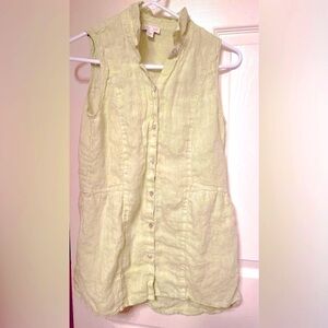 J.Jill Love Linen Sleeveless Button-Front Top XS in Soft Green